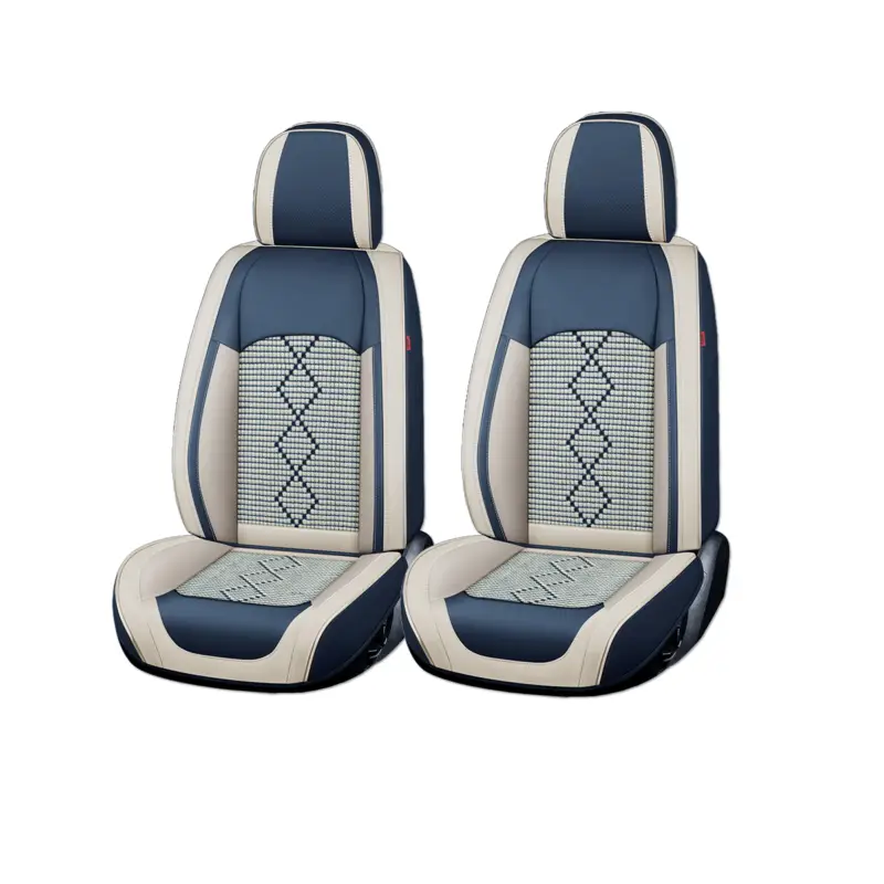 Huse scaune auto Carguard Deluxe 5 locuri, piele eco perforata, albastru-alb Livrare rapidă