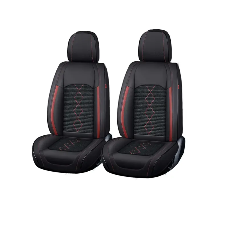 Ofertă de sezon Huse scaune auto premium Carguard Deluxe 5 locuri, piele eco perforata negru-rosu