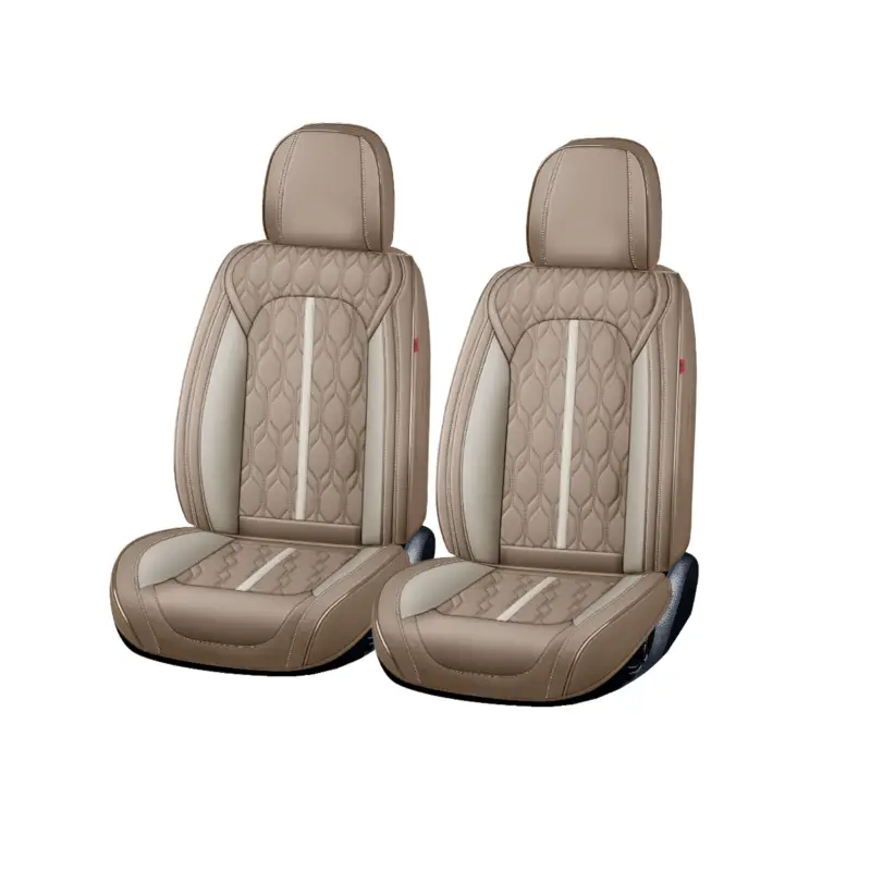Set huse scaune auto premium 5 locuri Carguard Deluxe, piele ecologică perforată crem-maro Reducere extra