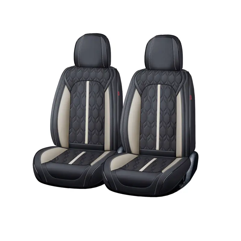 Huse scaune auto premium Carguard Deluxe 5 locuri, piele eco perforata negru-alb Livrare expres