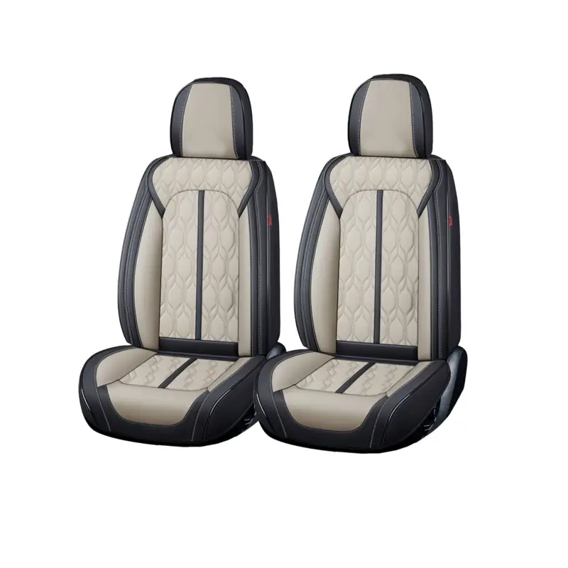 Huse scaune auto premium Carguard Deluxe 5 locuri, piele eco perforată negru-crem Lichidare de stoc
