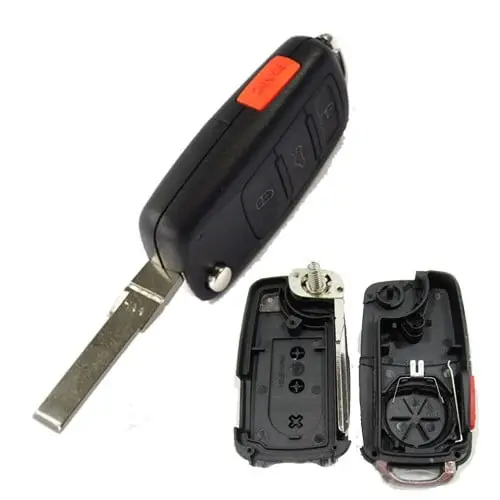 Livrare gratuită Carcasă cheie tip briceag compatibilă Audi A8, 3 butoane + buton panică, aftermarket