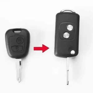 Preț promoțional Carcasă cheie tip briceag compatibilă Peugeot 206, 2 butoane, pentru transformare