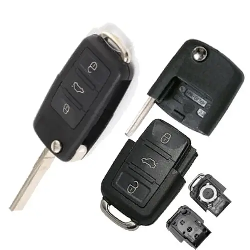 Preț redus Carcasă cheie tip briceag compatibilă Skoda, 3 butoane, cu suport CR2032