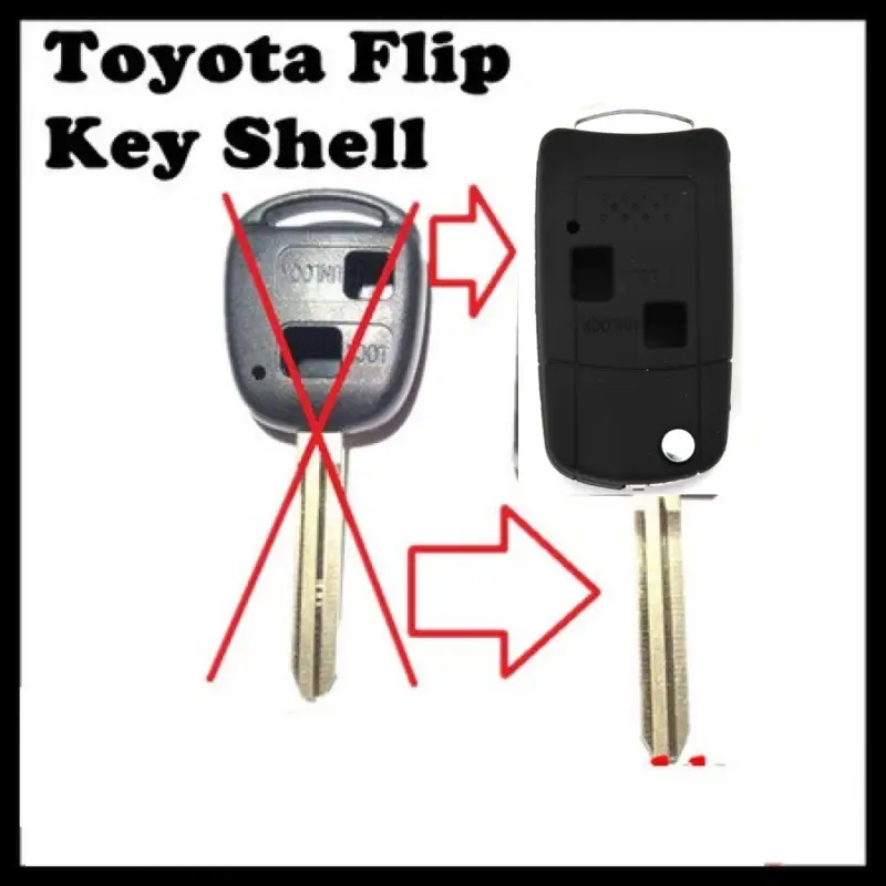 Carcasă cheie tip briceag compatibilă Toyota, 2 butoane, lamelă TOY43 (fără cip) Ieftin