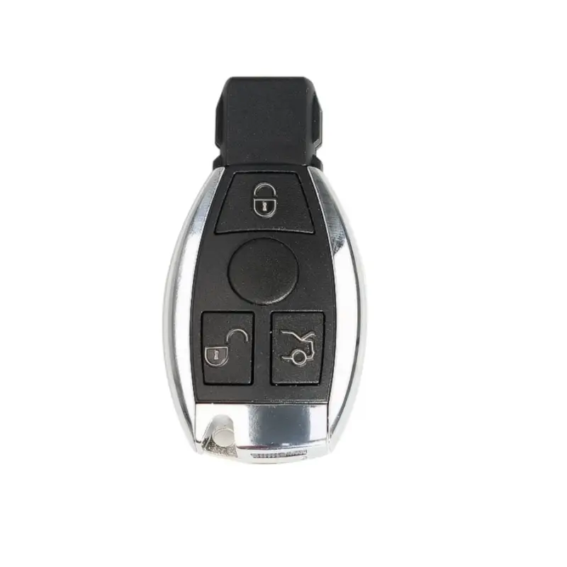 Carcasă cheie Smartkey compatibilă Mercedes-Benz, 3 butoane, finisaj cromat, capac spate, aftermarket Preț promoțional