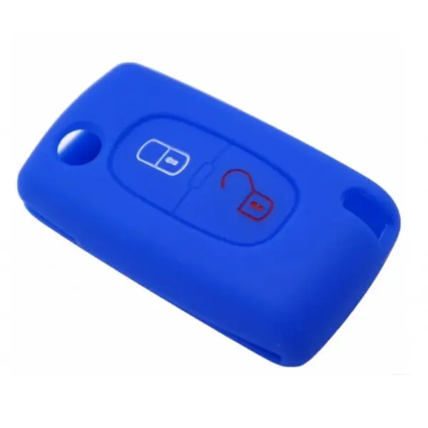 Reducere de preț Husă din silicon albastră pentru cheie Citroen/Peugeot cu 2 butoane
