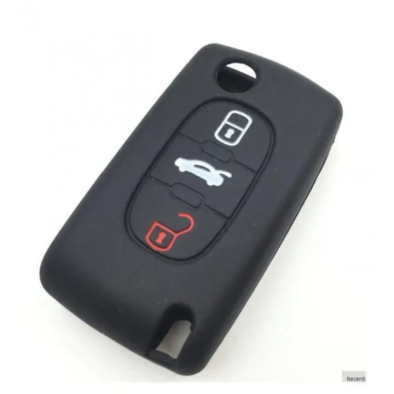 Husă cheie auto din silicon pentru Citroen/Peugeot, 3 butoane, neagră Lichidare de stoc