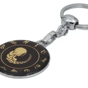 Ofertă de sezon Breloc zodia Fecioară din metal cu finisaj epoxy, negru-auriu