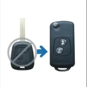Carcasă cheie tip briceag pentru Peugeot 307, 2 butoane, lamă HU83 Plată securizată