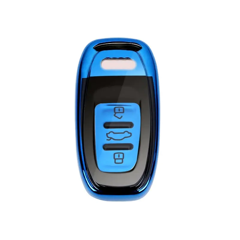 Husă protecție cheie Audi Smartkey 3 butoane, albastru-negru, TPU+PC Popular