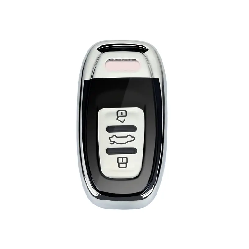 Husă cheie smartkey Audi 3 butoane, gri-negru, TPU+PC, compatibilă A6/A7/A8 4G Cel mai vândut