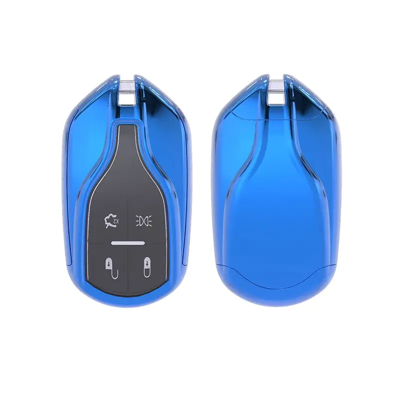 Husă cheie auto compatibilă Maserati, TPU+PC albastră, protecție premium Reduceri