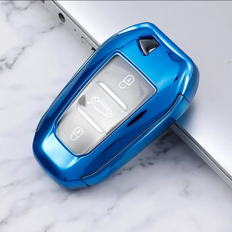 Husă cheie Peugeot SmartKey, compatibilă modele 2016+, TPU+PC, albastru Popular