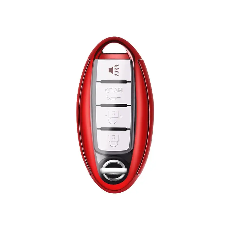 Retur ușor Husă protecție cheie Nissan Smartkey roșie, TPU+PC, pentru 2-4 butoane