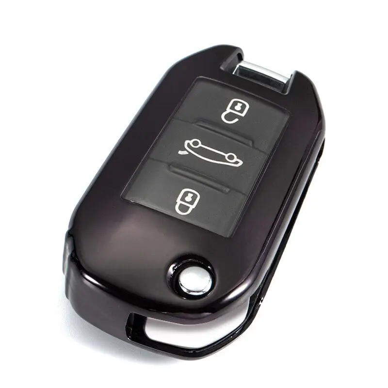 Husă TPU neagră pentru cheie briceag Peugeot 508/301/3008 și Citroen C4/C3 Preferatul clienților
