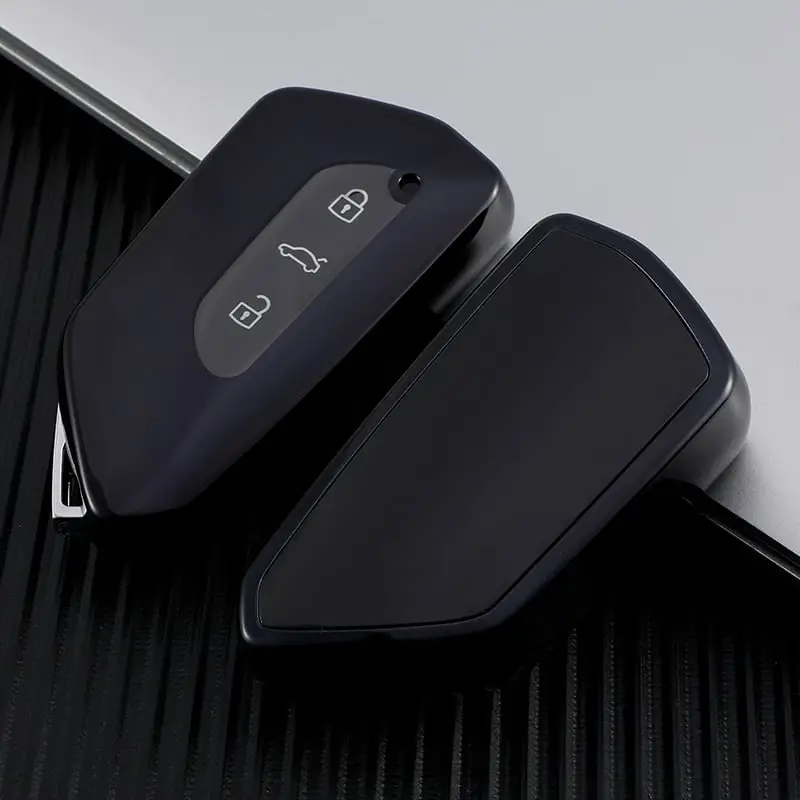 Retur gratuit Husă cheie briceag compatibilă VW Golf MK6, 3 butoane, TPU aspect piele, gri