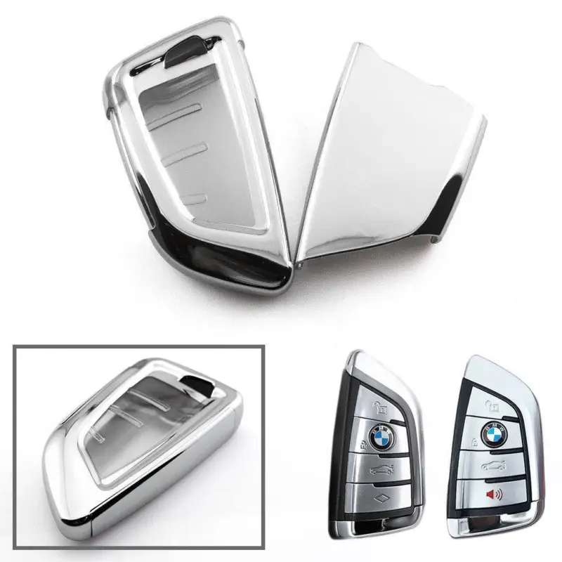 Preț redus Husă cheie smart compatibilă BMW Seria G, 4 butoane, silver, TPU+PC