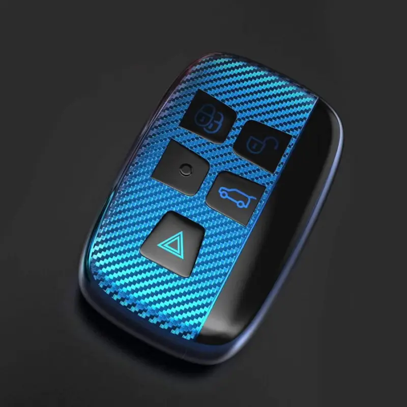 Ultima șansă Husă cheie Land Rover Smartkey 5 butoane, TPU carbon albastru, protecție premium