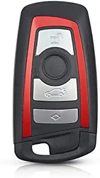 Disponibil imediat Carcasă cheie compatibilă BMW SmartKey Seria F, 4 butoane, contur roșu