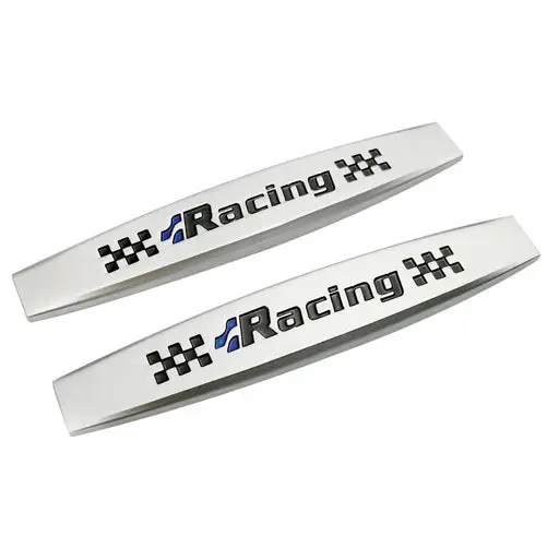 Vezi acum Set 2 x Embleme auto metalice, autoadezive, model "RACING", finisaj Crom, dimensiune, 10 x 1,5 cm FAVLine Selection