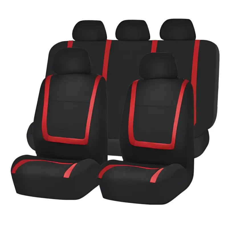 Disponibil imediat Set huse scaun auto ieftine, Universale 9 piese, model RED LINE - ROSU FAVLine Selection