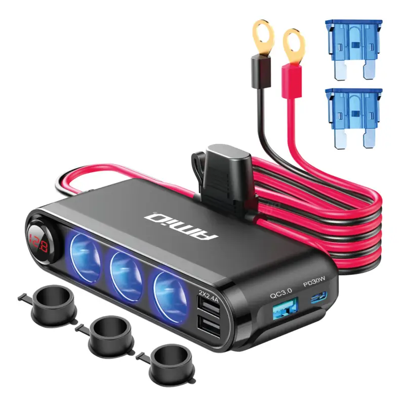 Vezi acum Dispozitiv Auto Premium 3in1, Splitter Bricheta, Incarcator USB/USB-C, Voltmetru Digital, alimentare 12V-24V FAVLine Selection