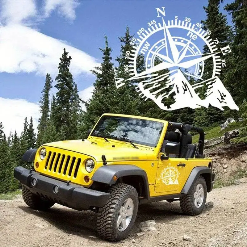 Chilipir Sticker autoadeziv pentru vehicule Off Road, model "Kompass", dimensiune 44 x 55 cm, culoare Alba FAVLine Selection
