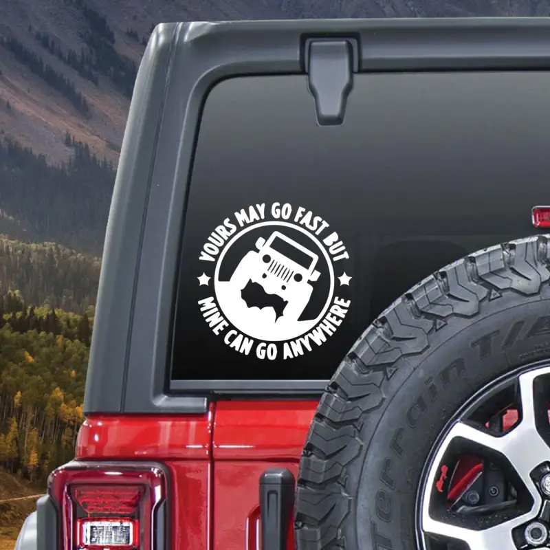 Preț mic Sticker autoadeziv pentru vehicule Off Road, model "You Can Go Fast", dimensiune 30 x 30 cm, culoare Alba FAVLine Selection