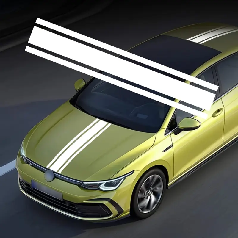 Preferatul clienților Sticker autoadeziv Tuning, model "Triple Stripes", dimensiune 125 x 22 cm, culoare Alba FAVLine Selection