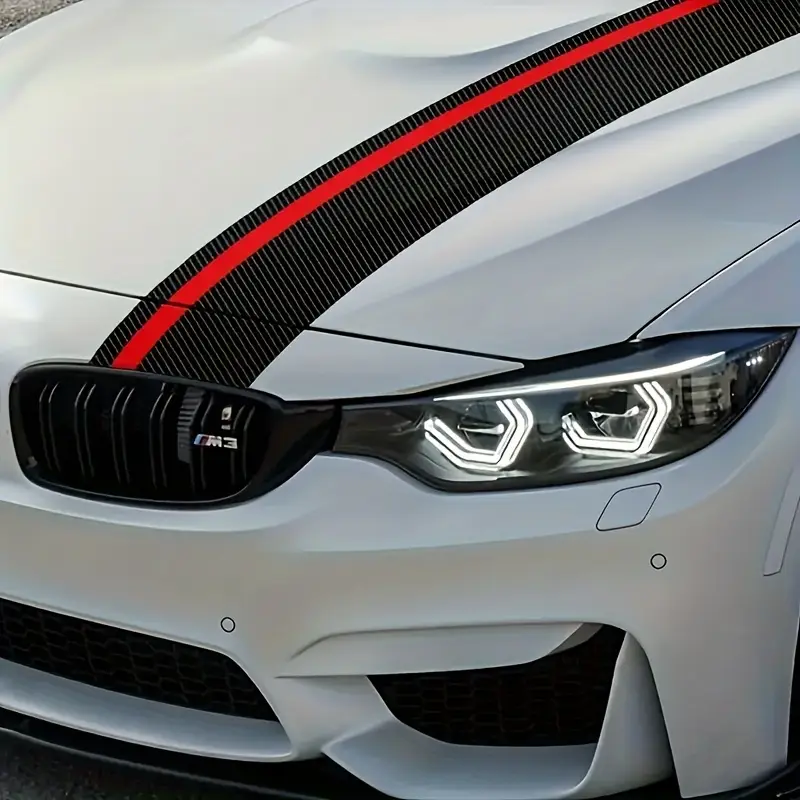 Sticker autoadeziv Tuning, model "Rally Stripe Carbon 3D", dimensiune 140 x 17 cm, culoare Negru/Rosu FAVLine Selection Preferatul clienților