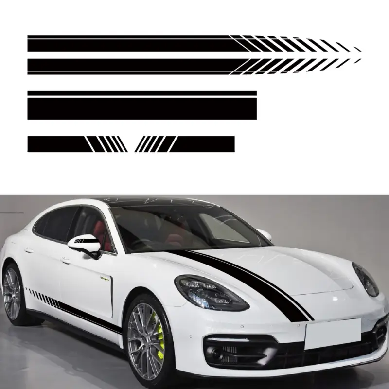 Preferatul clienților Set 5 stickere autoadezive Tuning, model "Racing Stripes V1", dimensiune 190 cm, culoare Neagra FAVLine Selection