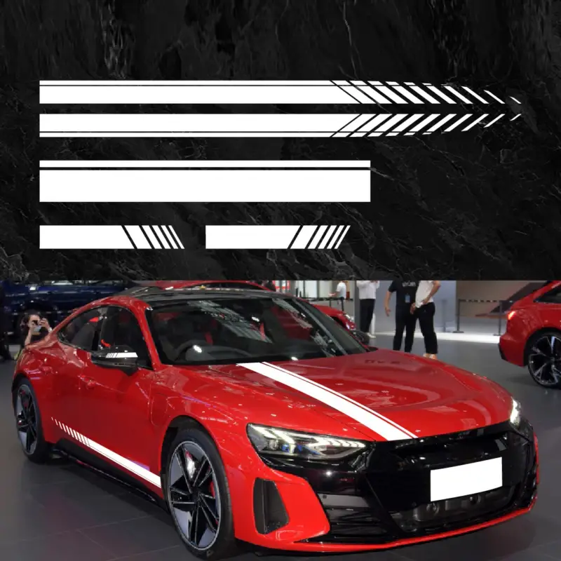 Set 5 stickere autoadezive Tuning, model "Racing Stripes V1", dimensiune 190 cm, culoare Alba FAVLine Selection Preț redus