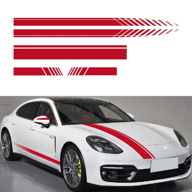 Set 5 stickere autoadezive Tuning, model "Racing Stripes V1", dimensiune 190 cm, culoare Rosie FAVLine Selection Bestseller