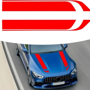 Set 2 stickere autoadezive Tuning, model "Hood Stripes V1", dimensiune 85 x 12 cm, culoare Rosie FAVLine Selection Disponibil imediat