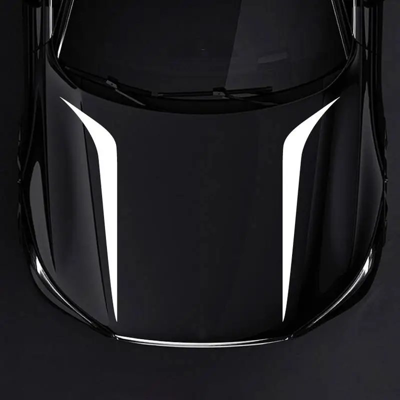 Set 2 stickere autoadezive Tuning, model "Hood Stripes V2", dimensiune 100 x 26 cm, culoare Alba FAVLine Selection Super ofertă