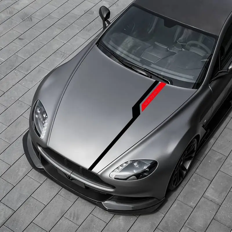 Set sticker autoadeziv Tuning in doua culori, model "Hood Stripes V3", dimensiune 130 x 10 cm, culoare Negru + Rosu FAVLine Selection Cel mai vândut