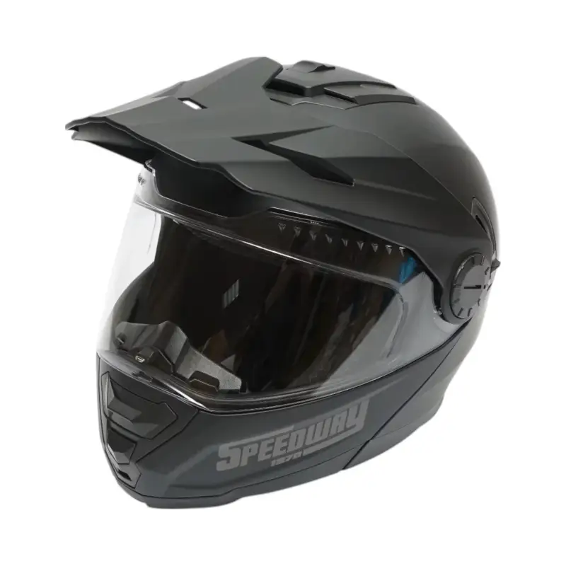 Casca motocross integrala negru mat cu viziera transparenta si ochelari de soare, marimea L, model LION FAVLine Selection Plată securizată
