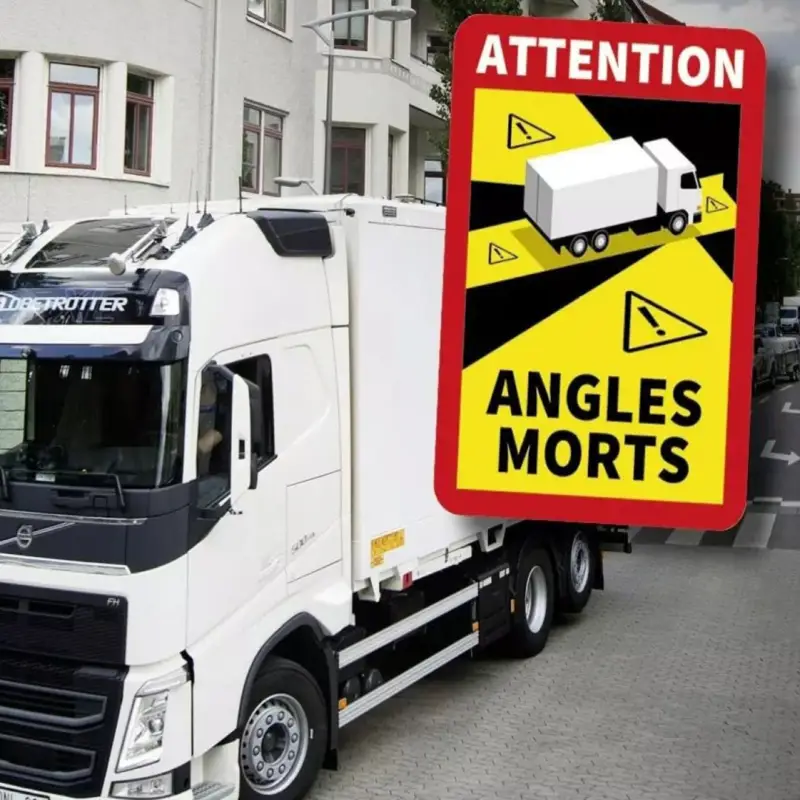 Doar azi Set 10 buc. sticker autocolant "Unghi Mort", Eticheta Autocolanta "ANGLES MORTS" pentru camioane, dimensiune 17 x 25 cm FAVLine Selection