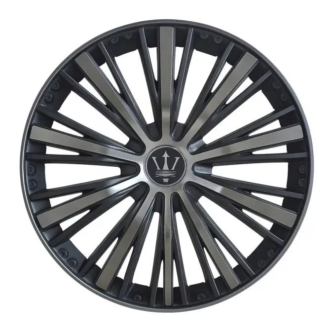Set 4 capace roti VELAR Blade Silver, design Sportiv cu accente negre cu gri antracit, ABS rezistent, Universal, pentru jante R15 FAVLine Selection Bestseller