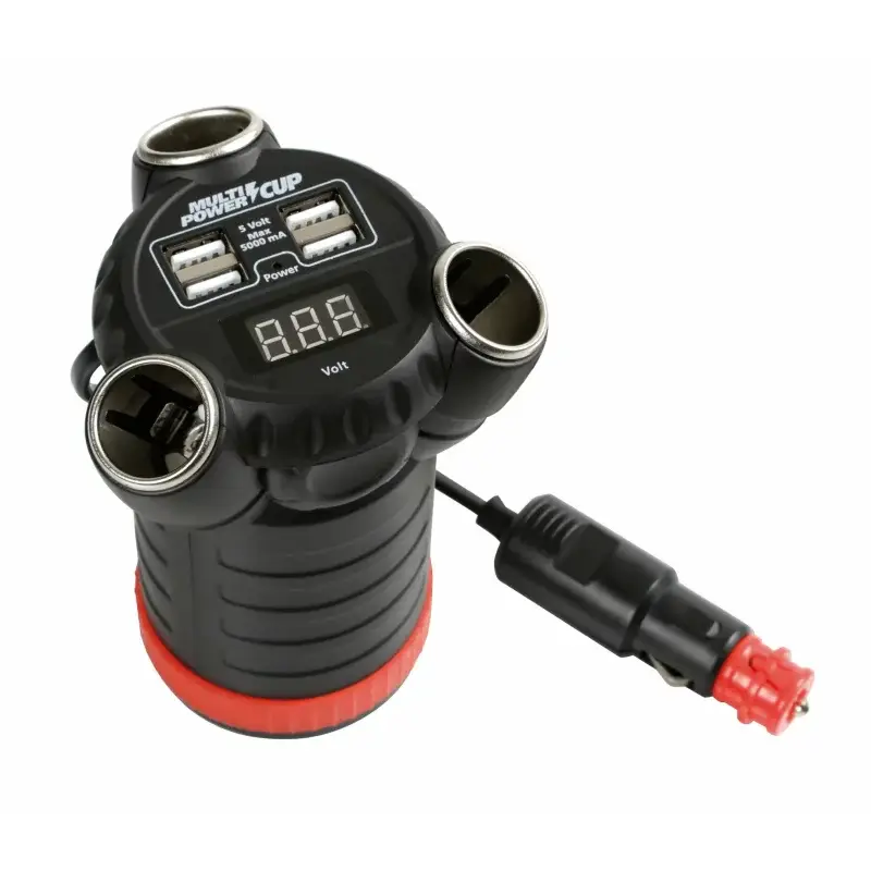 Priză triplă brichetă auto cu 4 USB și voltmetru Multi Power Cup 12/24/36V Reducere de preț