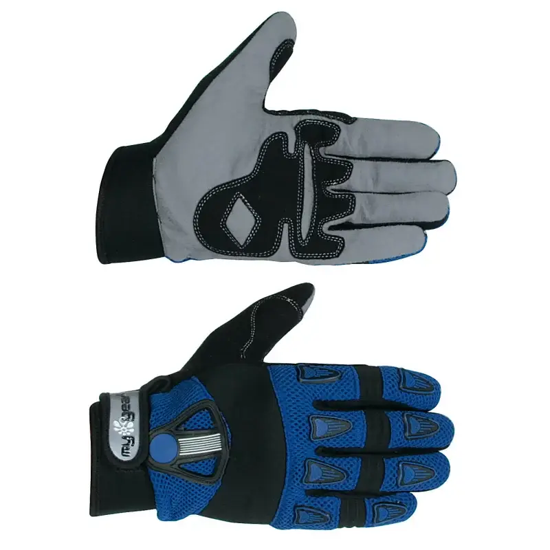 Preț redus Manusi moto de competitii Tough, marimea M, albastre/gri, cu protectie antisoc