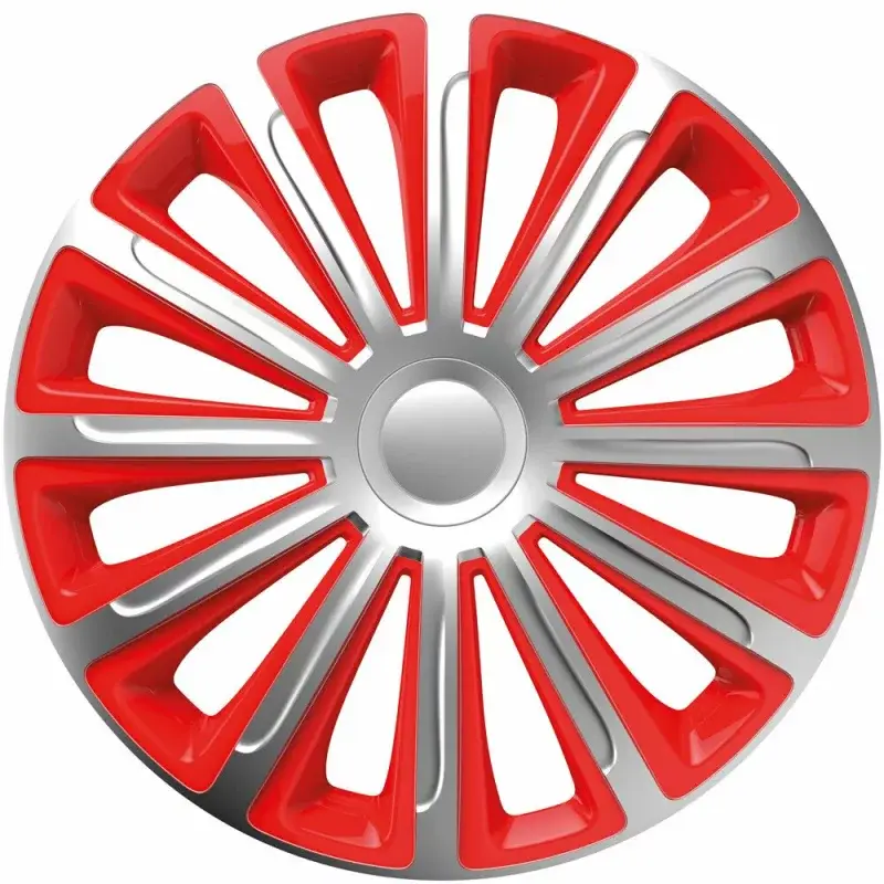 Bestseller Set capace roti auto Cridem Trend 16 inch, 4 buc, argintiu/rosu