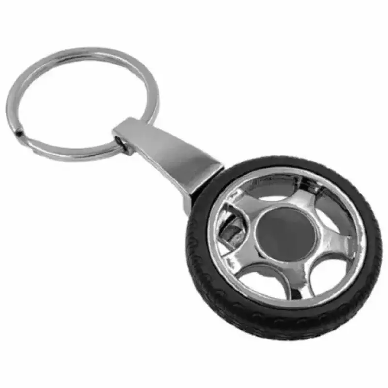 Breloc pentru chei tip roată de mașină, negru/argintiu, Cridem Ofertă specială