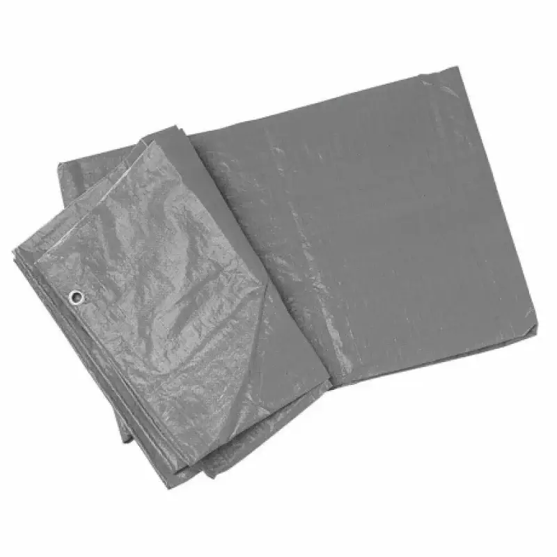 Prelată din polietilenă 2x2 m, gri, cu inele metalice și margini întărite Disponibil imediat