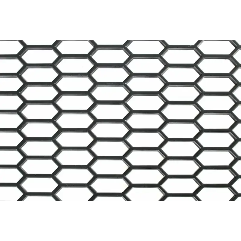 Lichidare de stoc Plasă grilă spoiler auto din plastic negru, hexagon mare 15x35 mm, 120x40 cm