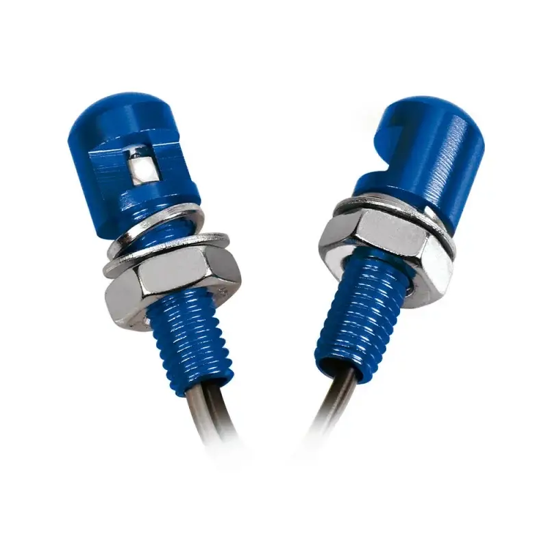 Retur ușor Șuruburi M8 cu LED alb pentru moto, aluminiu albastru, set 2 buc