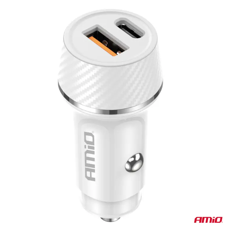 Incarcator auto AMIO USB-A si USB-C 20W pentru priza 12V/24V Cel mai vândut