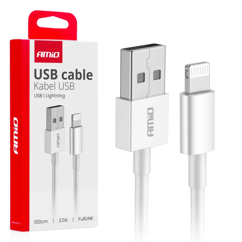 Cumpărături sigure Cablu USB la Lightning AMiO FullLINK 1 m, 2A, pentru iPhone și iPad