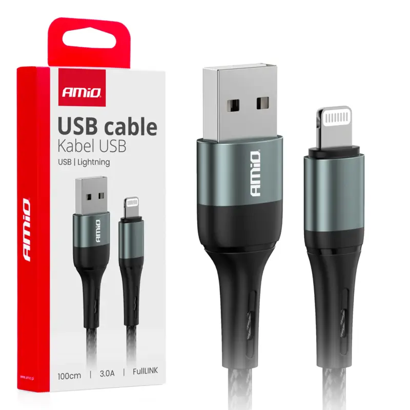 Ofertă exclusivă Cablu USB la Lightning AMiO FullLINK 3A, 100 cm, pentru Apple